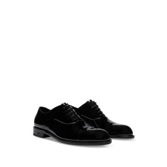 BOSS Mens Black Bruce Cap Toe Block Heel Lace-Up Leather...